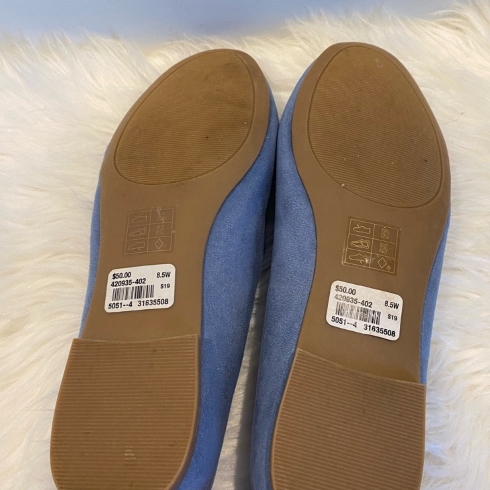 Penningtons In Every Story blue scalloped edge slip on ballet flats 8.5 wide - Picture 4 of 5